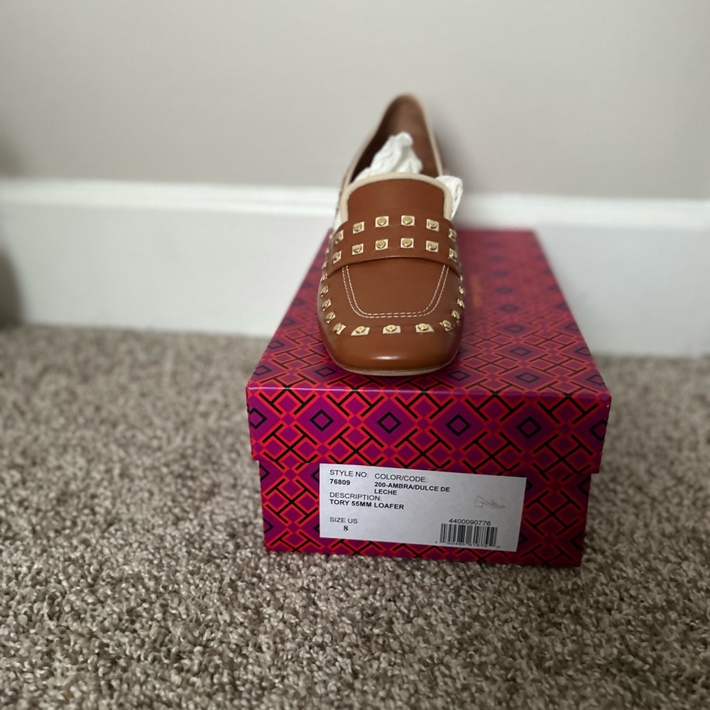 Tory Burch Tan Studded Loafers